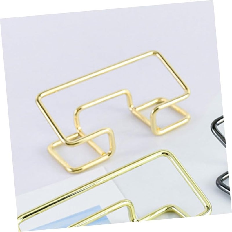 Golden Metal Business Card Holder Hollow Design Vertical Display Stand for Office Desk - Image 3